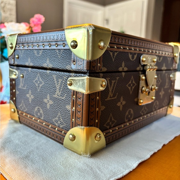 Louis Vuitton Brown Monogram Trunk with Gold Accents - Picture 9 of 10